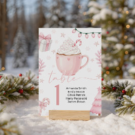 Pink Winter Table Number Card Reclamebord Met Voetstuk