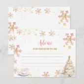 Pink Winter Tea Party Baby Shower Advice For Mom Informatiekaartje (Voorkant / Achterkant)
