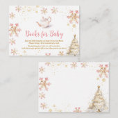 Pink Winter Tea Party Baby Shower Books for Baby Informatiekaartje (Voorkant / Achterkant)