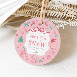 Pink Winter Wonderland First Birthday Favor Tags Bedankjes Labels