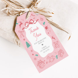 Pink Winter Wonderland First Birthday Favor Tags Cadeaulabel