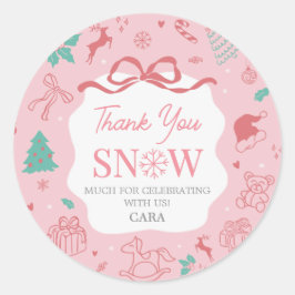 Pink Winter Wonderland First Birthday Ronde Sticker
