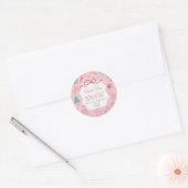 Pink Winter Wonderland First Birthday Ronde Sticker (Envelop)