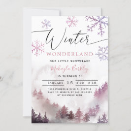 Pink Winter Wonderland Girl Birthday Kaart