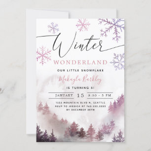 Pink Winter Wonderland Girl Birthday Kaart