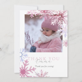 Pink Winter Wonderland photo thank you card Bedankkaart