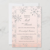 Pink Winter Wonderland Snowflake Baby shower Kaart (Voorkant)