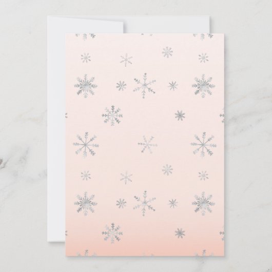 Pink Winter Wonderland Snowflake Baby shower Kaart (Achterkant)