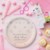 Pink Winter Wonderland Snowflake Baby shower Papieren Bordje (Feest)