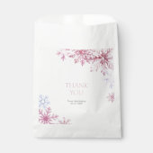Pink Winter Wonderland Snowflake First Birthday Bedankzakje (Voorkant)