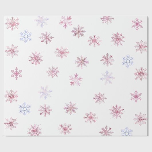 Pink Winter Wonderland Snowflake First Birthday Cadeaupapier (Vlak)