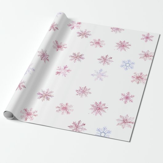 Pink Winter Wonderland Snowflake First Birthday  Cadeaupapier (Uitgerold)