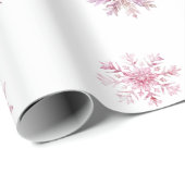 Pink Winter Wonderland Snowflake First Birthday  Cadeaupapier (Rol Hoek)