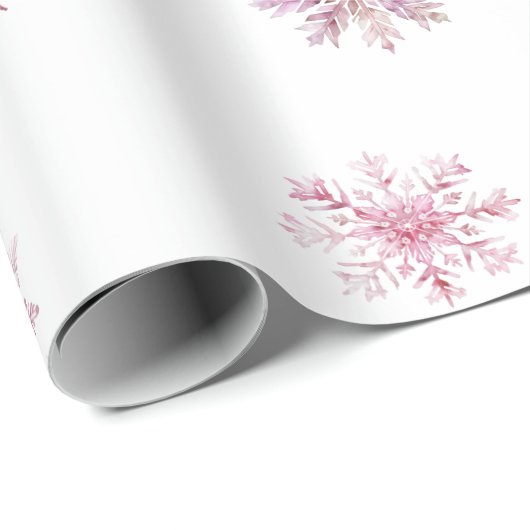 Pink Winter Wonderland Snowflake First Birthday  Cadeaupapier (Rol Hoek)