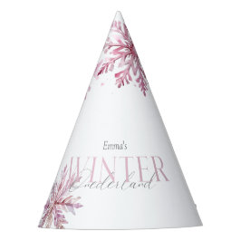 Pink Winter Wonderland Snowflake First Birthday  Feesthoedjes