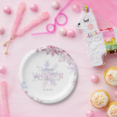 Pink Winter Wonderland Snowflake First Birthday  Papieren Bordje (Feest)