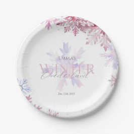 Pink Winter Wonderland Snowflake First Birthday  Papieren Bordje