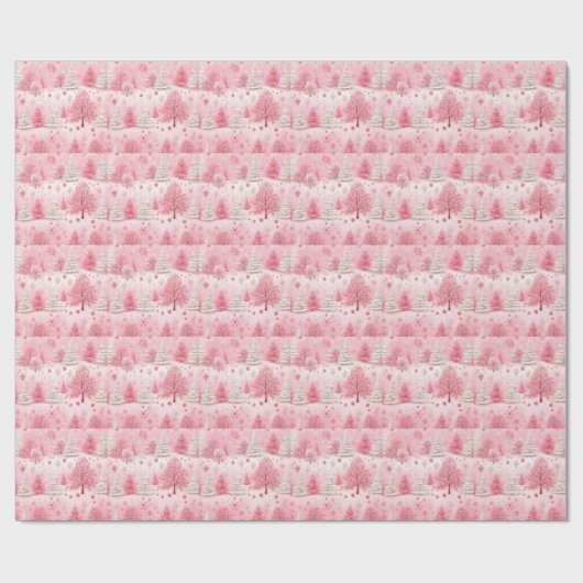 Pink Winter Wonderland Wrapping Paper Cadeaupapier (Vlak)