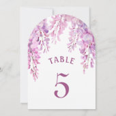 Pink Wisteria Arch Table Number Kaart (Achterkant)