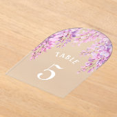 Pink Wisteria Baptism Acrylic Table Number Acryl Uitnodigingen (Laagn)