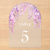 Pink Wisteria Baptism Acrylic Table Number Acryl Uitnodigingen (Voorkant)