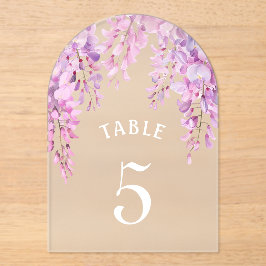 Pink Wisteria Baptism Acrylic Table Number Acryl Uitnodigingen