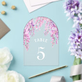 Pink Wisteria Baptism Acrylic Table Number Acryl Uitnodigingen (Insitu (Huwelijk))