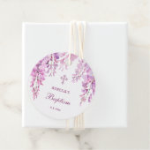 Pink Wisteria Baptism Bedankjes Labels (In situ)