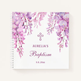 Pink Wisteria Baptism Guest Book Notitieboek