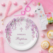 Pink Wisteria Baptism Papieren Bordje (Feest)