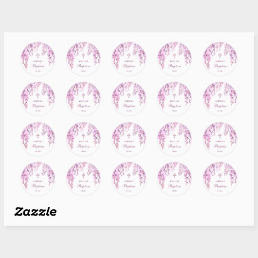 Pink Wisteria Baptism Ronde Sticker (Vel)