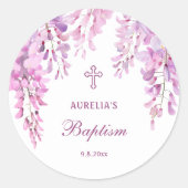 Pink Wisteria Baptism Ronde Sticker (Voorkant)