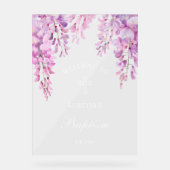 Pink Wisteria Baptism Welcome Acryl Bord (Voorkant)