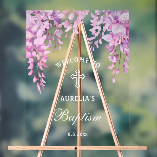 Pink Wisteria Baptism Welcome Acryl Bord (Neutraal)