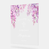 Pink Wisteria Baptism Welcome Acryl Bord (Hoek)