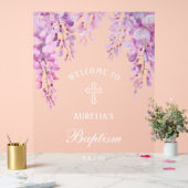 Pink Wisteria Baptism Welcome Acryl Bord (Huwelijk)