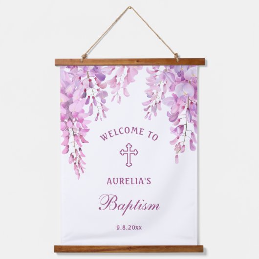Pink Wisteria Baptism Welcome Hangend Wandkleed (Voorkant)