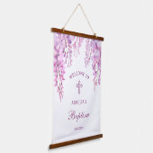 Pink Wisteria Baptism Welcome Hangend Wandkleed (Gebogen)