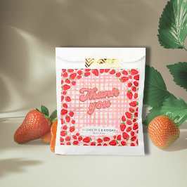 PInk Wit Dank u Rode Aardbei Party Bloemen Bedankzakje