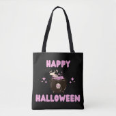 Pink Witch Cauldron Happy Hallowen Tote Bag (Voorkant)