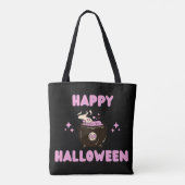 Pink Witch Cauldron Happy Hallowen Tote Bag (Achterkant)