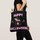 Pink Witch Cauldron Happy Hallowen Tote Bag (Dichtbij)