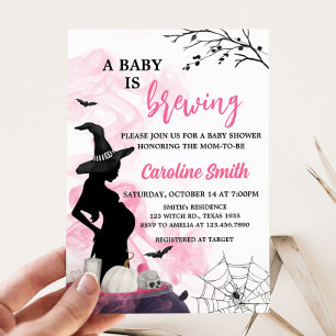 Pink Witch Een Baby is het brouwen van Baby shower Kaart