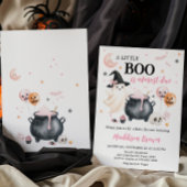 Pink Witch Ghost Little Boo Baby shower Kaart