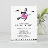 Pink Witch Halloween Party Kaart (Staand voorkant)