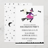 Pink Witch Halloween Party Kaart (Voorkant / Achterkant)
