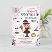 Pink Witch Halloween Verjaardag Kaart (Staand voorkant)
