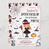 Pink Witch Halloween Verjaardag Kaart (Voorkant / Achterkant)