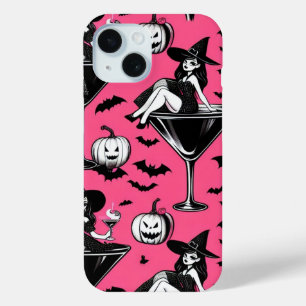 Pink Witch Martini iPhone 15 Case