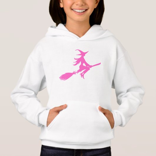 Pink Witch on a Broom T-Shirt – Magical & Fun (Voorkant)